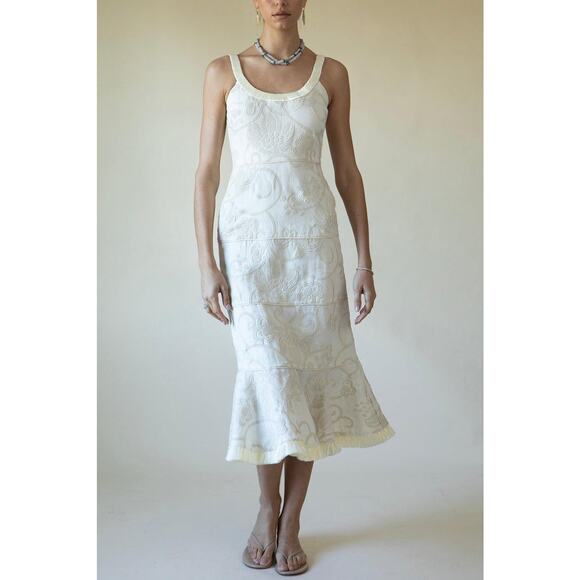 Alexis Zelda Dress Cream Garden Eyelet Embroidered Midi Sleeveless Size Small - Picture 1 of 16